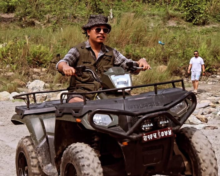 Riding an ATV off-road